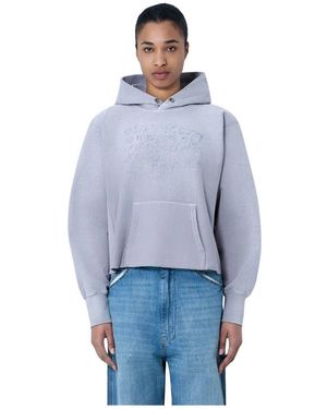 Maison Margiela Hooded Sweatshirt Met Geribbelde Details - Blauw