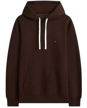 Tommy Hilfiger Klassieke Hoodie Van Geborsteld Fleece - Bruin