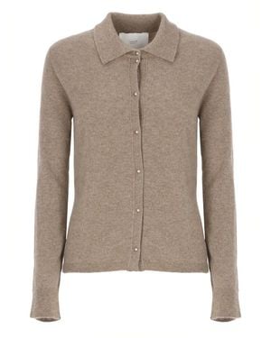 Vanisé Braune Kaschmir-Strickjacke Mit Kragen