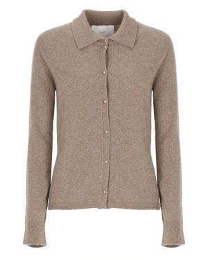 Vanisé Bruine Cashmere Vest Met Kraag