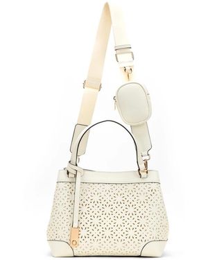 Oltre Tassen ,Wit ,Katoen Perforated Barrel Bag With Pouch