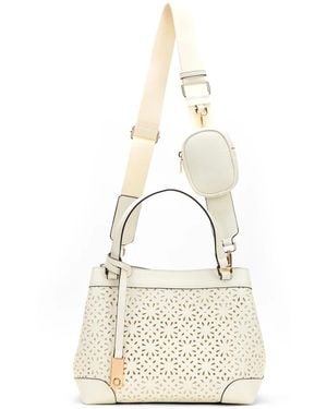 Oltre Perforierte Barrel Bag Mit Pochette - Weiß