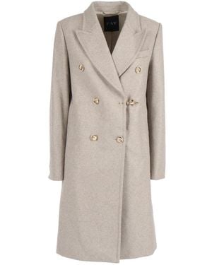 Fay Double-Breasted Coats - Natural