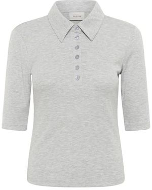 Gestuz Tops ,Grijs ,Katoen Grijze Melange Polo Top