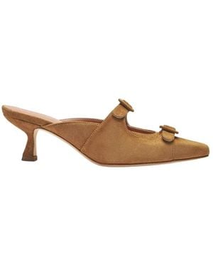SCAROSSO Heeled Mules - Brown