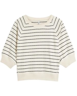 Summum Hoodies & Sweatvesten ,Jersey Gestreepte Sweater - Naturel