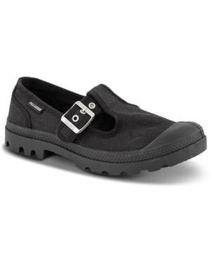 Palladium Schwarze Schnallenverschluss Leinwand Sneakers