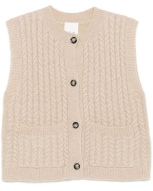 Allude Truien & Vesten ,Kasjmier Mouweloze Kabelgebreide Vest - Naturel