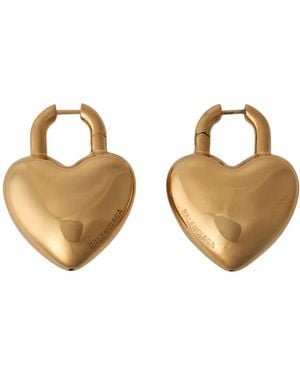 Balenciaga Herz Design Goldfarbene Ohrringe Set - Braun