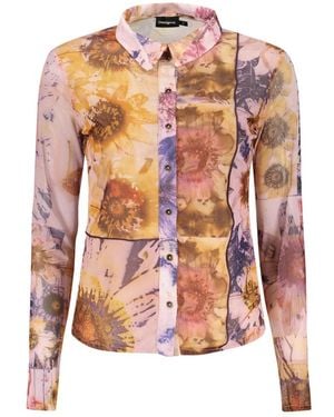 Desigual Overhemden ,Roze ,Lange Mouwen Bedrukt Shirt