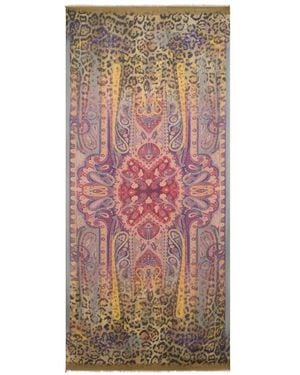 Etro Accessoires ,Veelkleurig ,Wol Sjaal Met Dégradé Dierenprint - Bruin