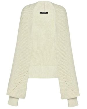 Balmain Geribbelde Cardigan Met Open Voorkant - Groen