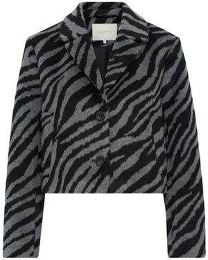 Kaffe Dierenprint Cropped Jas - Zwart
