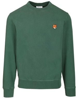 Maison Kitsuné Hoodies & Sweatvesten ,Groen ,Katoen Fox Head Sweatshirt