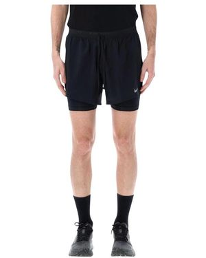 Nike Fitness ,Zwart ,Polyester Stride Hybrid 5In Running Shorts - Blauw