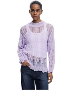 Desigual Round-Neck Knitwear - Morado