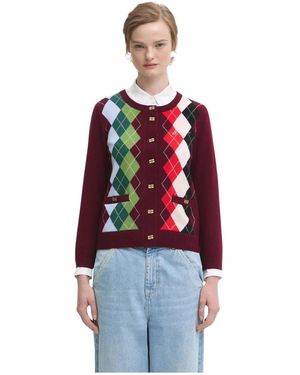 Ganni Check Cardigan - Rood