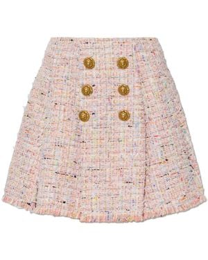 Balmain Rokken ,Roze ,Tweed Flared Tweed Rok