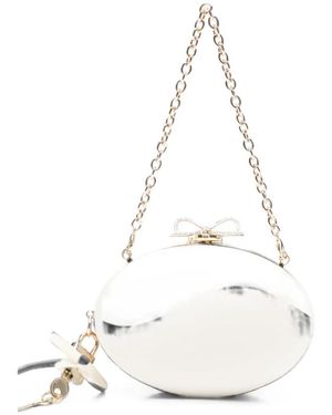 Self-Portrait Tassen ,Polyester Satin Oval Clutch - Wit