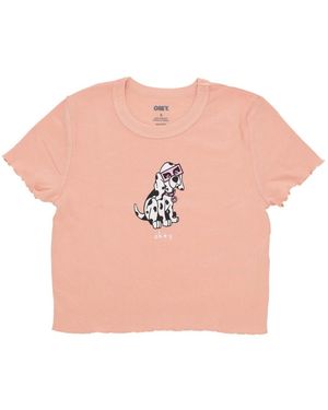 Obey Tops ,Roze ,Katoen Dalmation Eyes Cropped Tee Peach Sand