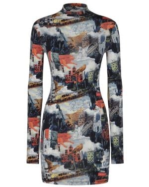 Off-White c/o Virgil Abloh World Paint Second Skin Mini Kleid - Blau