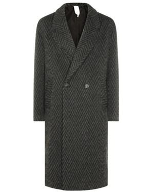 Hevò Double-Breasted Coats - Black