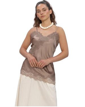 Notre-v Tops ,Leer Nv-Herlinde Spaghetti Top - Bruin