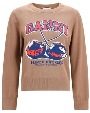Ganni Round-Neck Knitwear - Rose