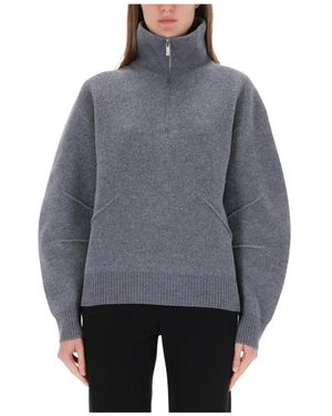 Helmut Lang Half-Zip Mock Neck Pullover - Grau