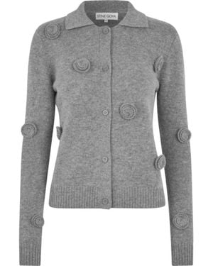 Stine Goya Truien & Vesten ,Grijs ,Wol Button Up Long Sleeve Polo Knit