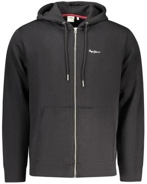 Pepe Jeans Baumwoll-Rundhals-Sweatshirt Mit Gerippten Abschlüssen - Schwarz