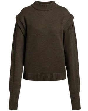Alberta Ferretti Extrafine Merino Wollpullover Mit Ärmelausschnitten - Grün