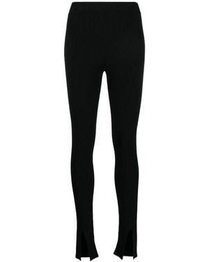Aeron Geribbelde Zwarte Leggings Met Voorste Split