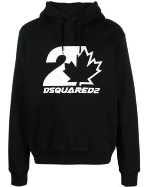 DSquared² Maple Leaf Logo Hoodie - Zwart