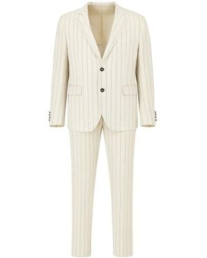 Eleventy Single Breasted Suits - Natural