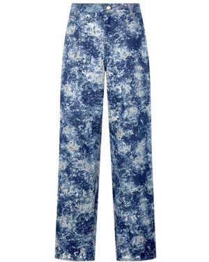 Roberto Cavalli Jeans ,Blauw ,Katoen Loose Fit Jeans Met Bleached Effect