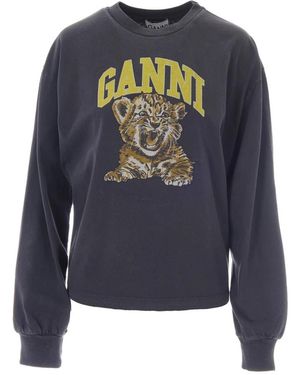 Ganni Sweatshirt Met Tijgerprint - Blauw