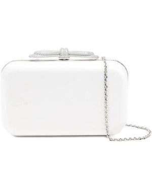 Mach & Mach Double Bow Satin Clutch - Weiß
