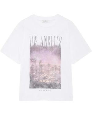 Anine Bing Tops ,Wit ,Katoen Cade T-Shirt - Roze