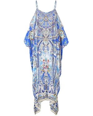 CAMILLA Kleedjes ,Blauw ,Drop Shoulder Strap Kaftan Ottoman Opulance