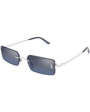 Cartier Rechteckige Metallsonnenbrille - Blau