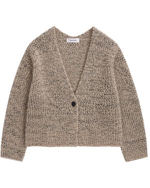 Pomandère Truien & Vesten ,Wol Cropped Cardigan - Bruin