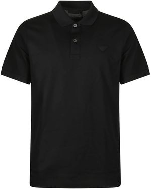 Prada Polo Shirt Met Logo-Motief - Zwart