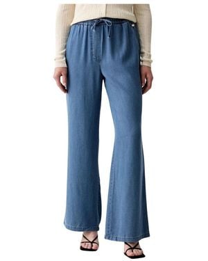 Mos Mosh Jeans ,Blauw ,Polyester Karis Wide-Leg Jeans