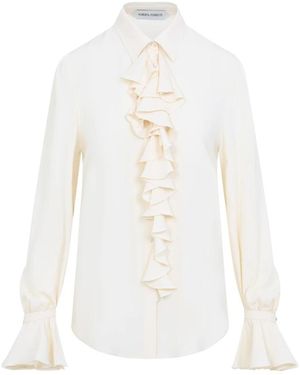 Alberta Ferretti Rüschenbluse Aus Crêpe De Chine - Weiß