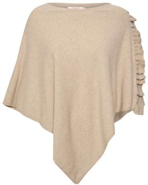 Cream Jassen ,Roze ,Polyester Oversized Poncho Met Ruchedetail - Naturel