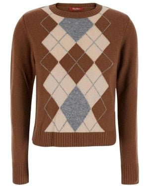 Max Mara Truien & Vesten ,Bruin ,Rayon Faraone Viscose Knit