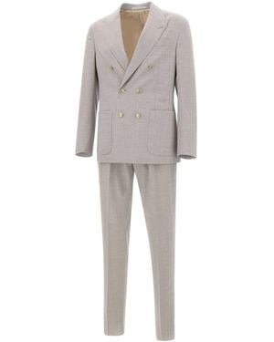 Eleventy Double Breasted Suits - Grey