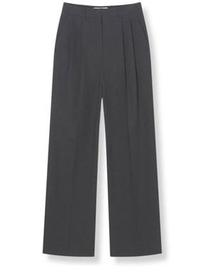 DUNST Broeken ,Grijs ,Polyester Wide Broek Met Dubbele Plooi