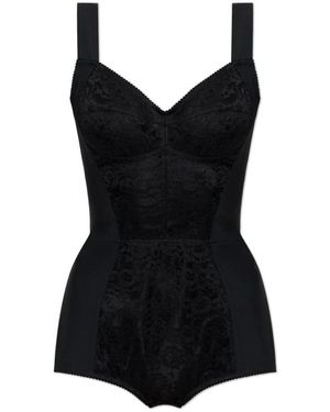 Dolce & Gabbana Tops ,Zwart ,Bodysuit Met Kanten Inzetstukken